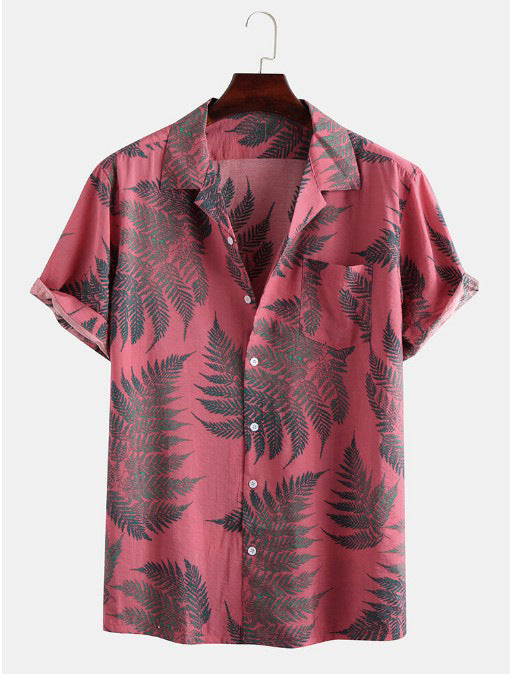 Lapel Short-sleeved Floral Shirt