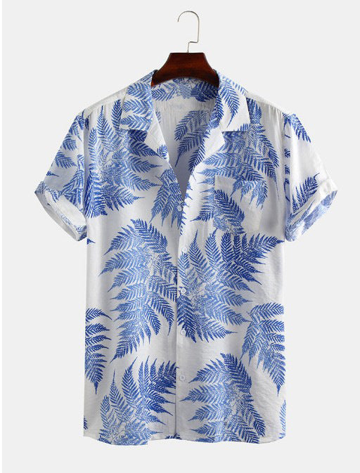 Lapel Short-sleeved Floral Shirt