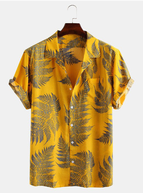 Lapel Short-sleeved Floral Shirt
