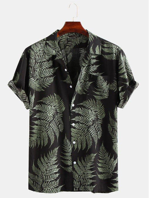 Lapel Short-sleeved Floral Shirt