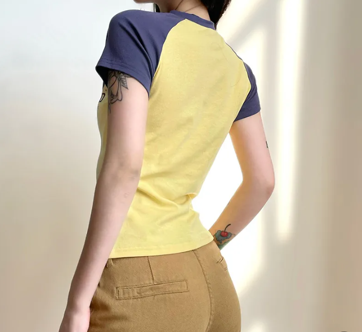 Retro-style Street Spice Print Raglan Sleeves