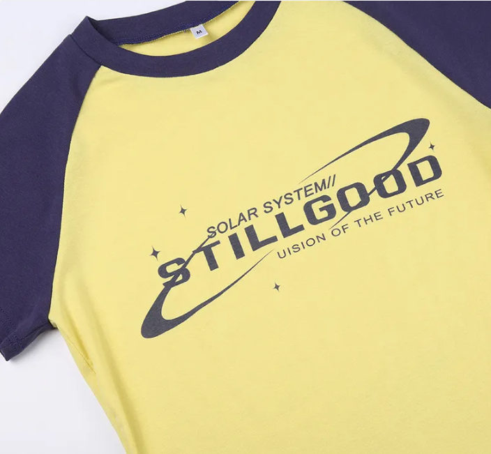 Retro-style Street Spice Print Raglan Sleeves