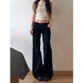 Women's Black Low Waist Wide Leg Jeans