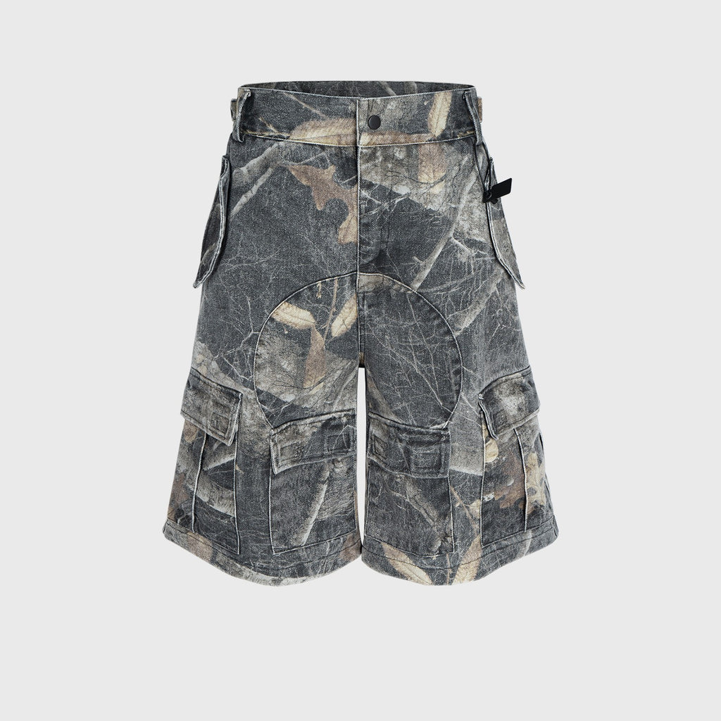 Washed Branch Camouflage Five-point Pants