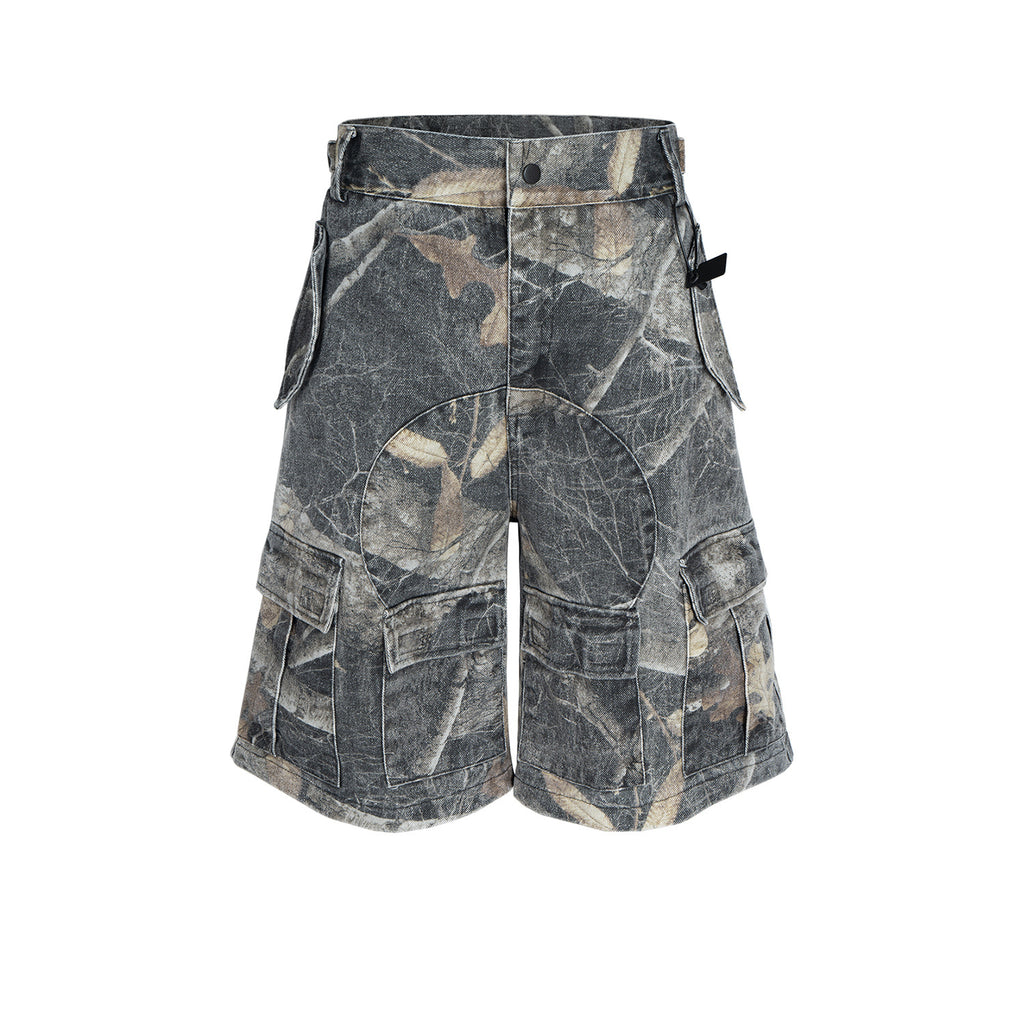 Washed Branch Camouflage Five-point Pants