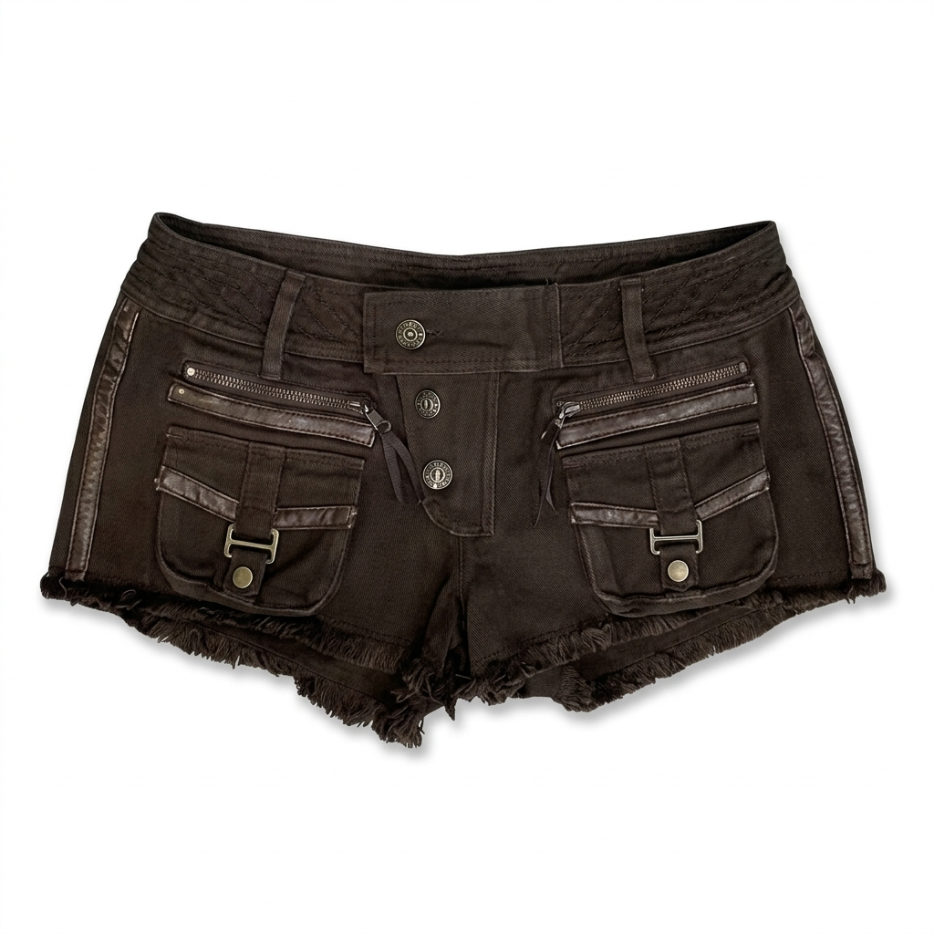 Denim brown low waist shorts