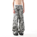New National Fashion Heavy Industry Jacquard Design New Chinese Style Rag-eared Casual Pants Men