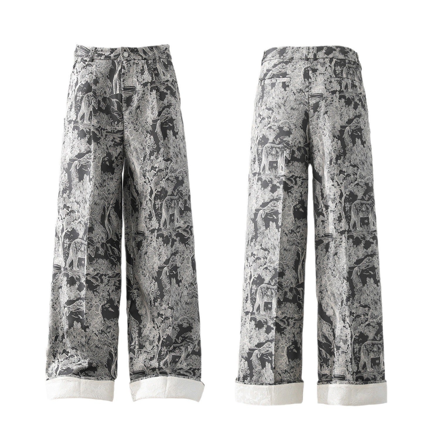 New National Fashion Heavy Industry Jacquard Design New Chinese Style Rag-eared Casual Pants Men